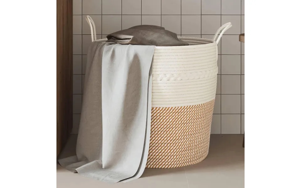 Opbevaringskurv Ø43x38 Cm Bomuld Brun Og Hvid