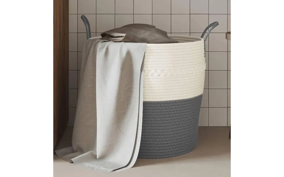 Opbevaringskurv Ø43x38 Cm Bomuld Grå Og Hvid