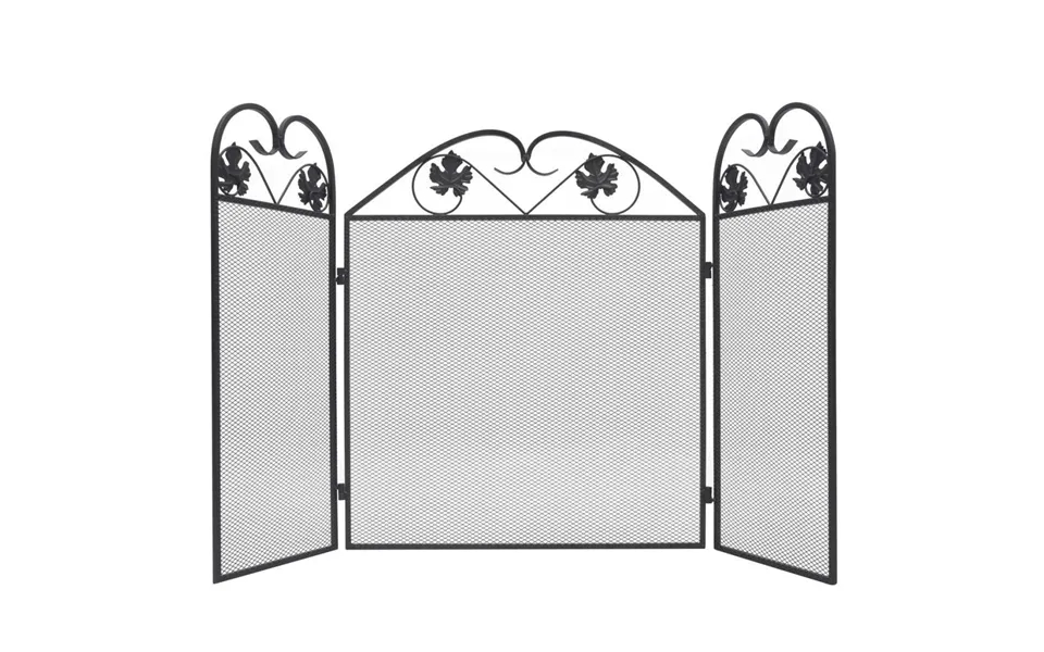 Pejseskærm Med 3 Paneler Jern Sort