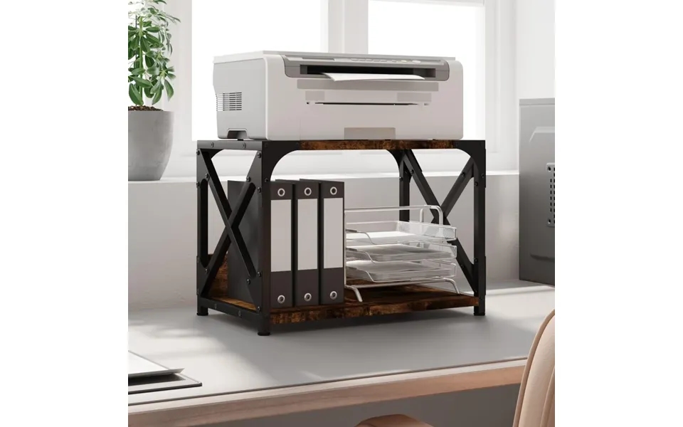 Printerstativ 2 Hylder 44x26x31,5 Cm Konstrueret Træ Røget Eg