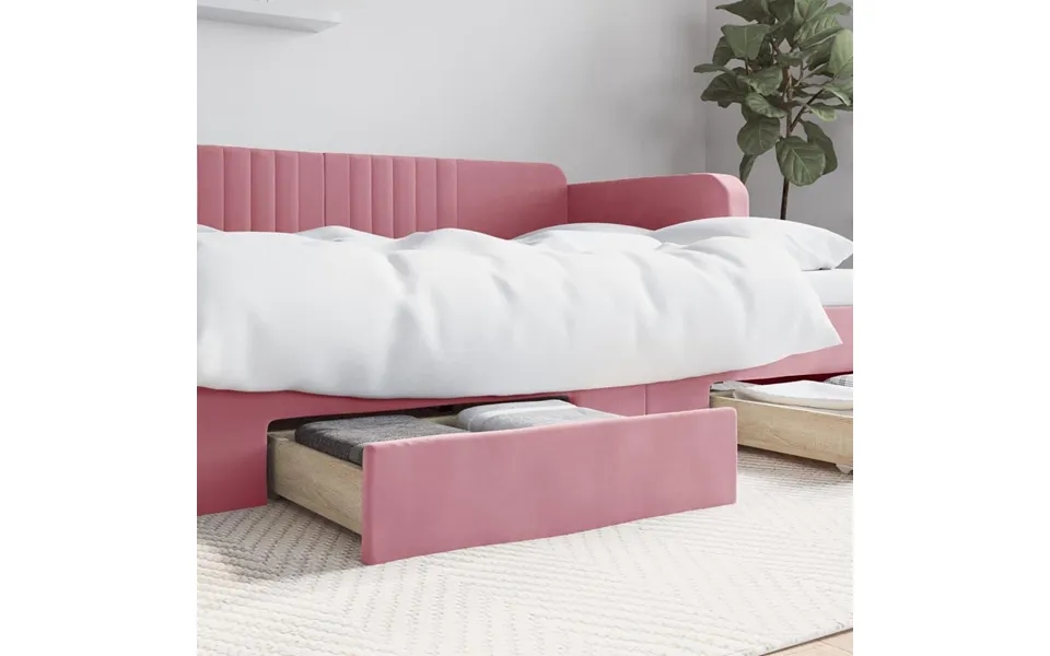 Sengeskuffer 2 Stk. Konstrueret Træ Og Velour Lyserød