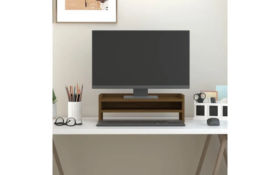 Skærmholder 50x24x16 Cm Massivt Fyrretræ Gyldenbrun