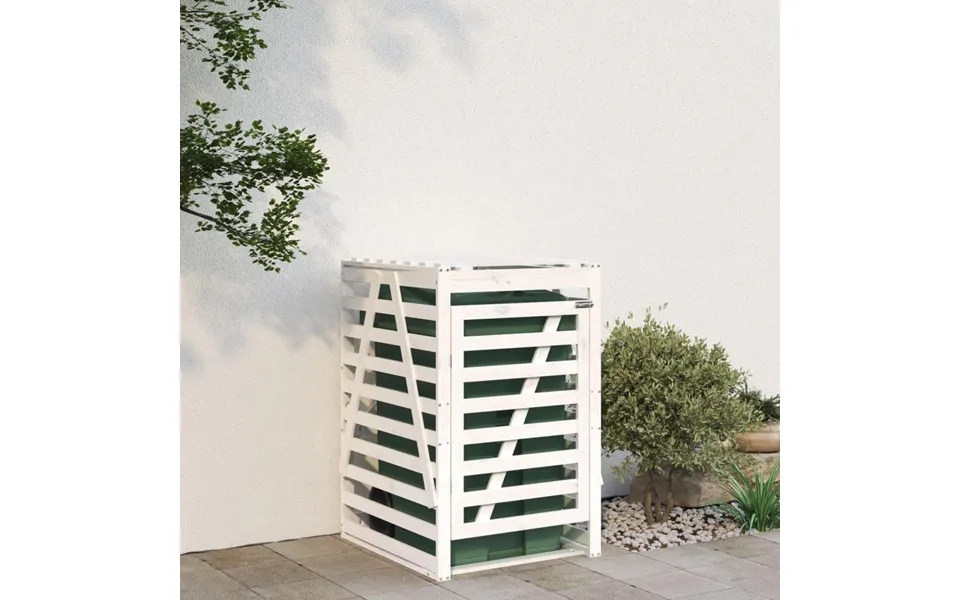 Skraldespandsskjuler 84x90x128,5 Cm Massivt Fyrretræ Hvid