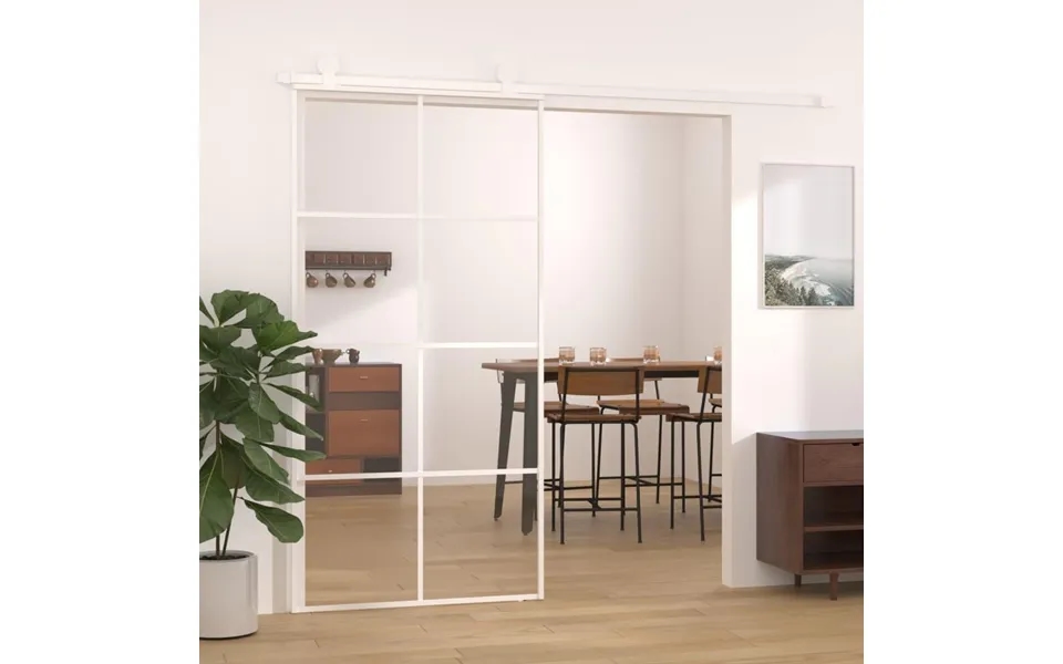 Skydedør 102,5x205 Cm Hærdet Glas Og Aluminium Hvid