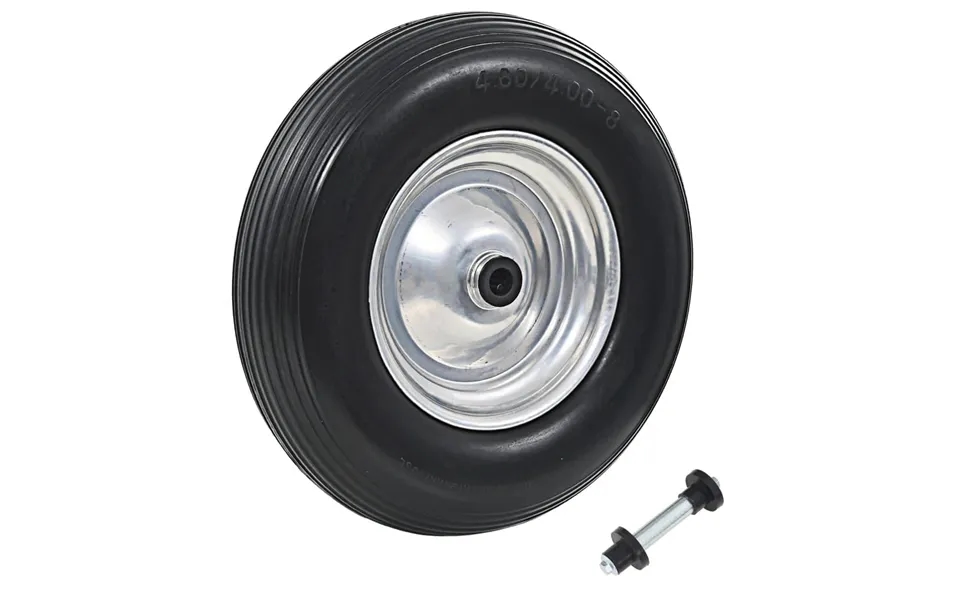 Trillebørshjul Med Aksel Massivt Pu 4.00-8 390 Mm