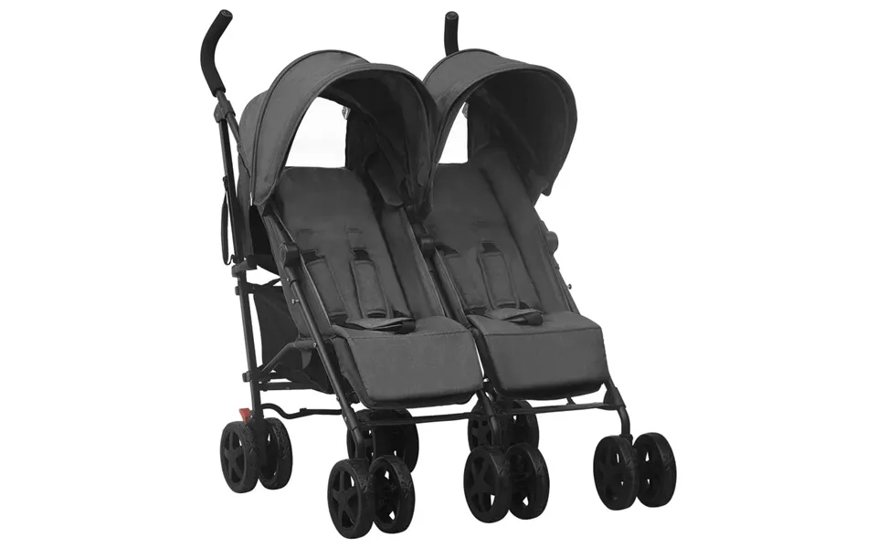 Tvillinge Barnevogn Stål Antracitgrå
