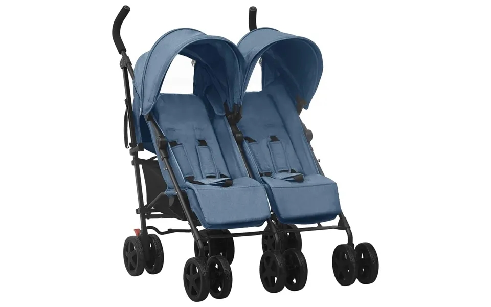 Tvillinge Barnevogn Stål Marineblå