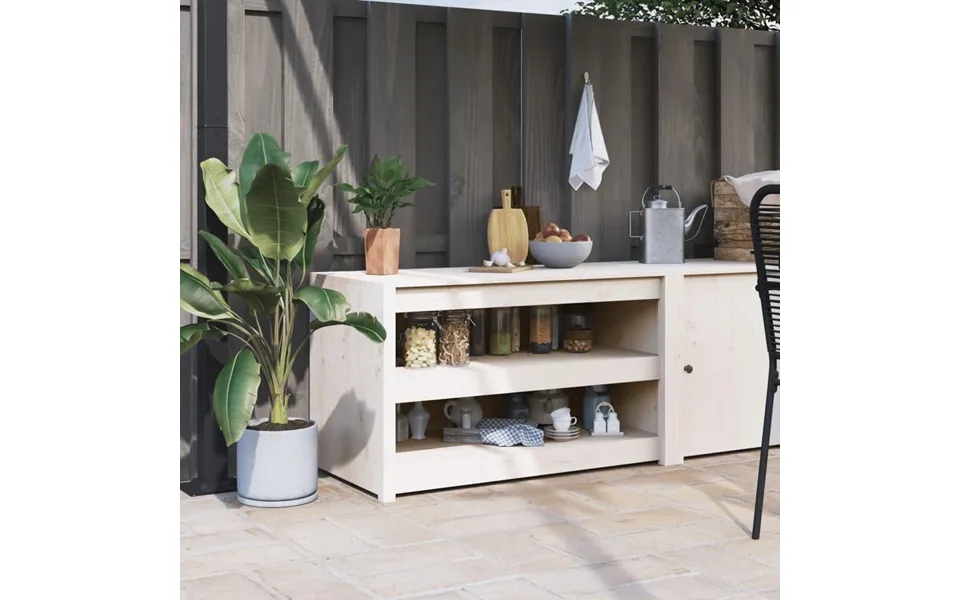 Udendørs Køkkenskab 106x55x64 Cm Massivt Fyrretræ Hvid