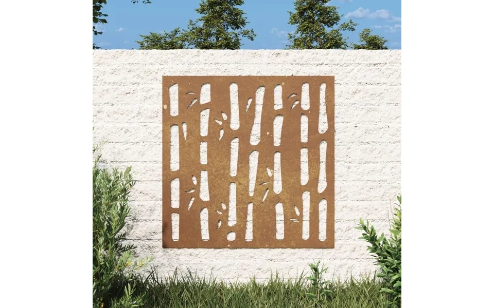 Udendørs Vægdekoration 55x55 Cm Bambusdesign Cortenstål
