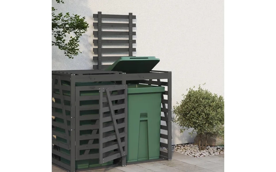 Udvidelse Til Skraldespandsskjuler Massivt Fyrretræ Grå