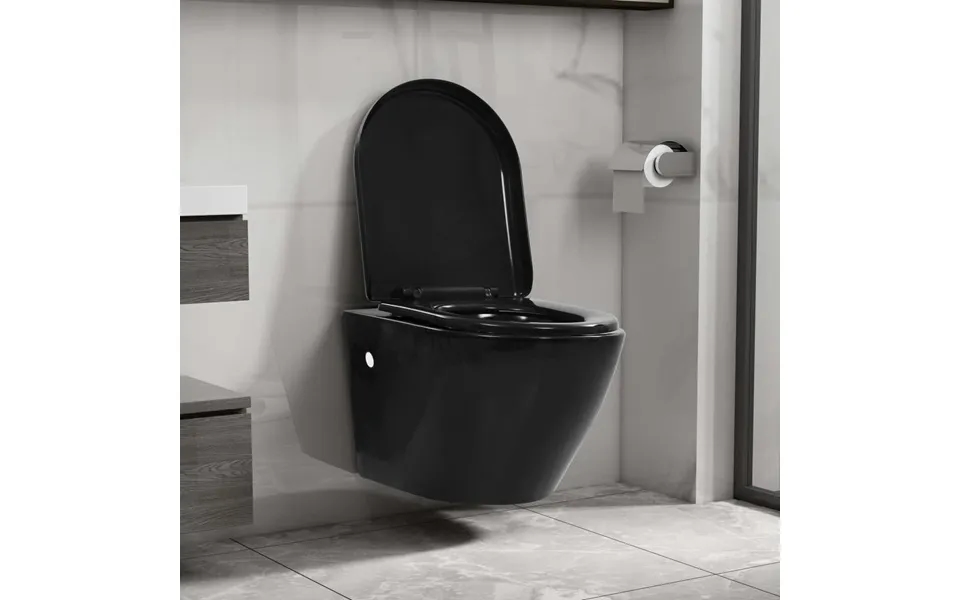 Væghængt Toilet Uden Kant Keramik Sort