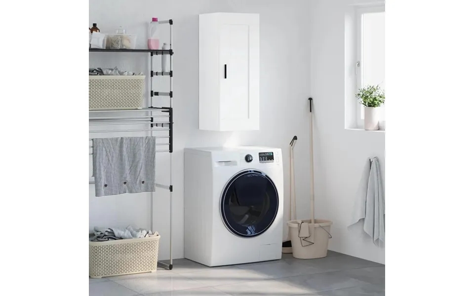 Vægskab 34,5x34x90 Cm Konstrueret Træ Hvid