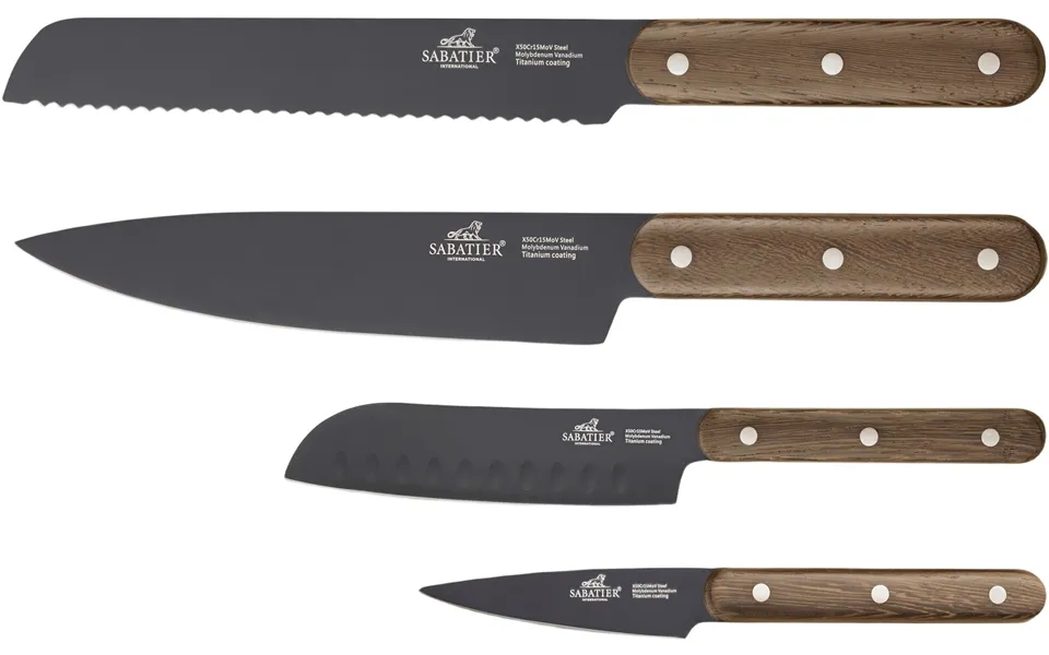 Knivsæt Phenix Walnut 4 Dele Sort Valnøddetræ