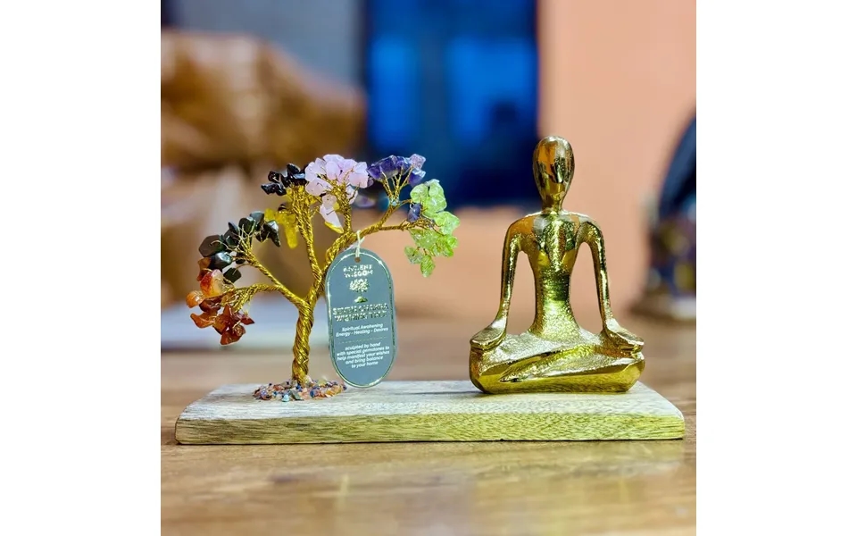 Krystal-yogahave Mudra-positur 7 Chakra Skråt Træ 100 Stenchips