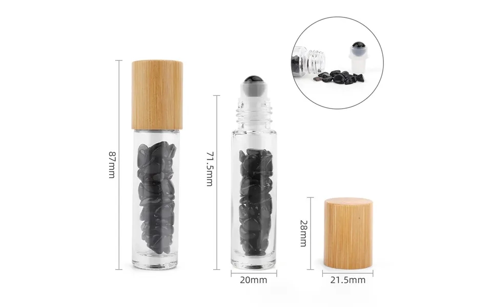 Roll-on Flaske Til Æteriske Olier Sort Turmalin Trælåg 5 Ml