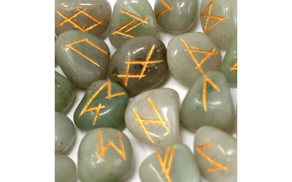 Runestenssæt I Pose Grøn Aventurin