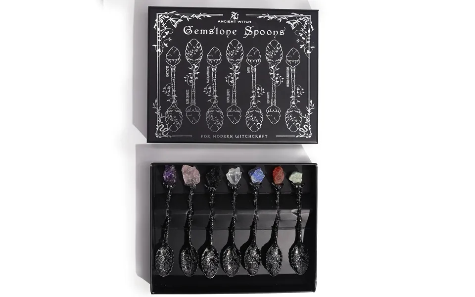 Sæt Med 7 Witch Spoons I Mørk Sølvfinish Med Krystaller