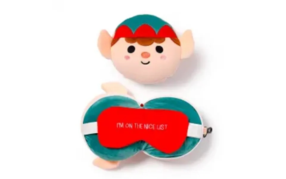 Relaxeazzz Christmas Elf Plush Travel Pillow & Eye Mask - Nakkepude