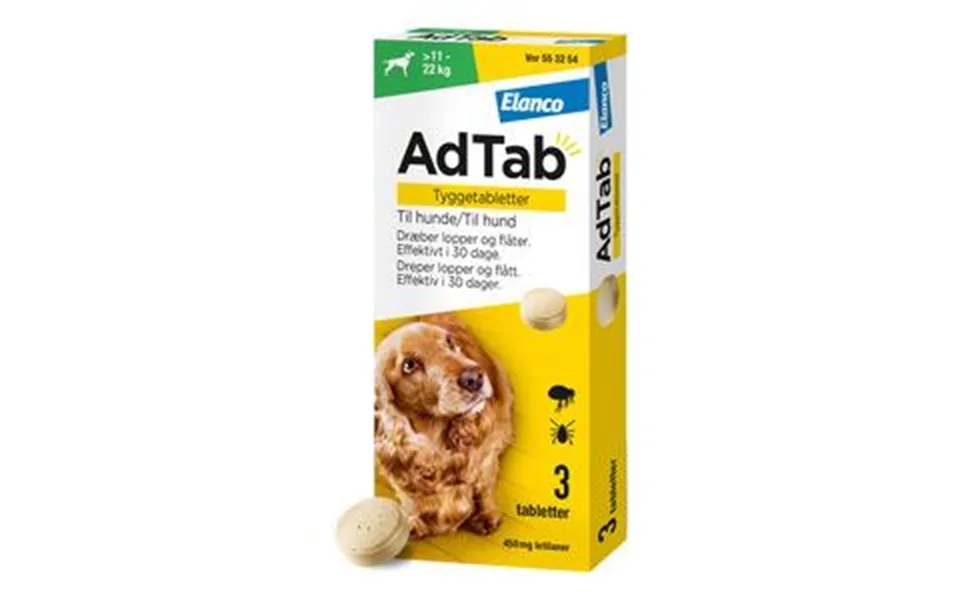 Adtab Tyggetabletter Til Hund, 11-22 Kg 450 Mg - 3 Tabl.