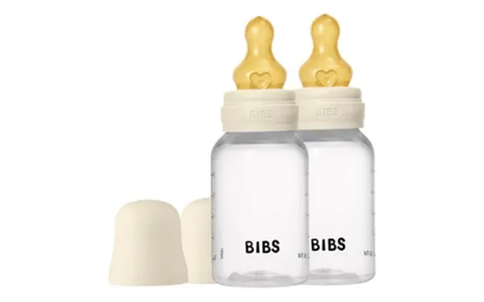 Bibs Baby Bottle Round Latex 150 Ml Slow Flow Ivory - 2 Stk.