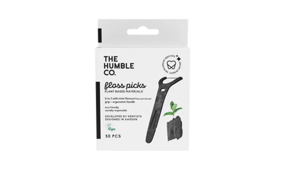The Humble Co. Dental Floss Grip Picks, Charcoal - 50 Stk.