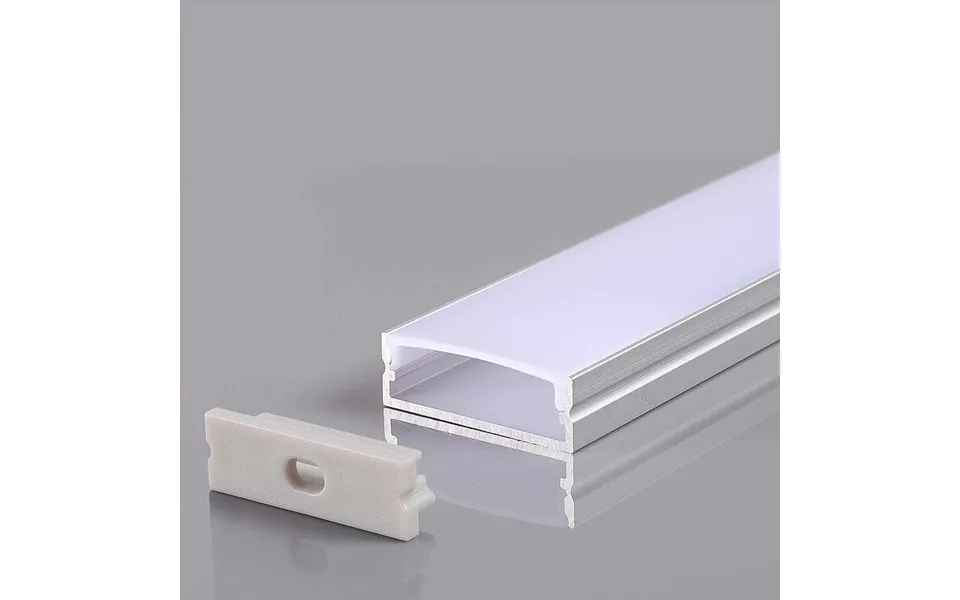 2m Alu Profil Til Led Strips - Sølv, 30x10mm, Inkl. Satin Cover, Til Overflademontering