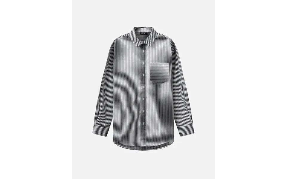 Rønne Essential Pajamas Shirt L S - Black White Stripe