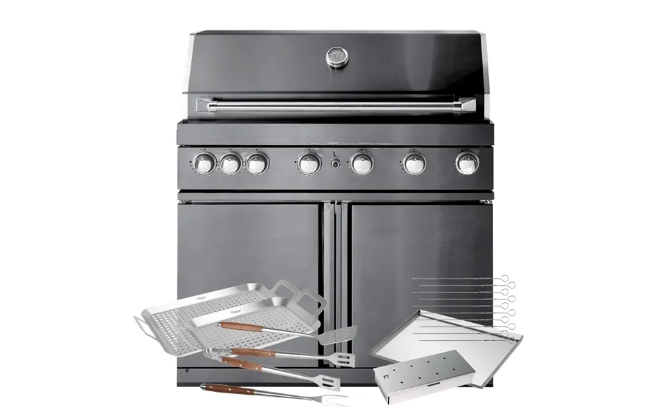 Black Collection - Fritstående Gasgrill Med 6 Blus Og Infravarme