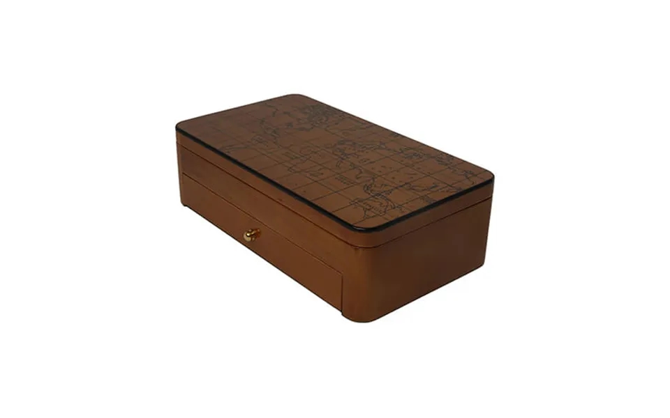 World Map Jewellery Box Brown L