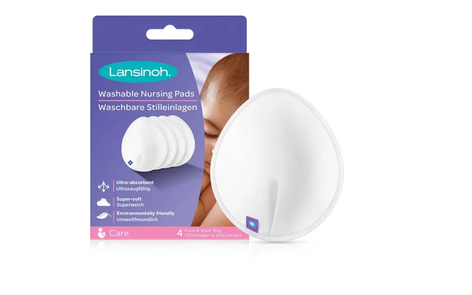 Lansinoh Washable Nursing Pads - White 4 Pieces