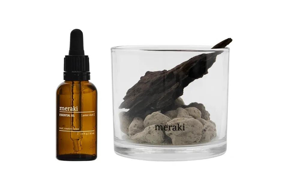 Meraki Lavastone & Wood Diffuser Set - Amber Dust Black