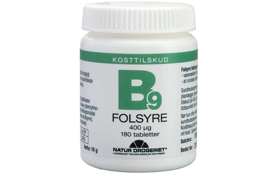 Natur Drogeriet B9 Folic Acid 400 Ug 180 Pieces