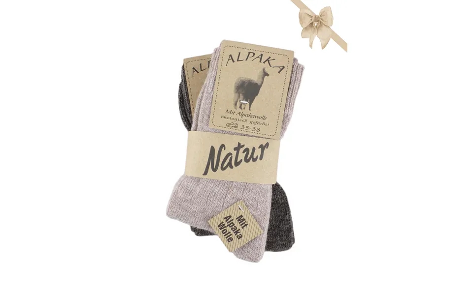 Alpaka Uldsokker Brun Beige. Pakke Med 2 Par 39 42