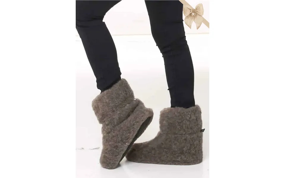 Bamsefutter 100% Uld Skridsikker Sål Høje Brune 43 44