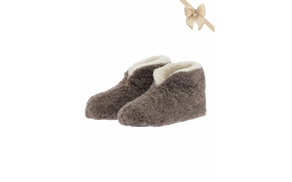 Bamsefutter 100% Uld Skridsikker Sål Korte Brune 35 36