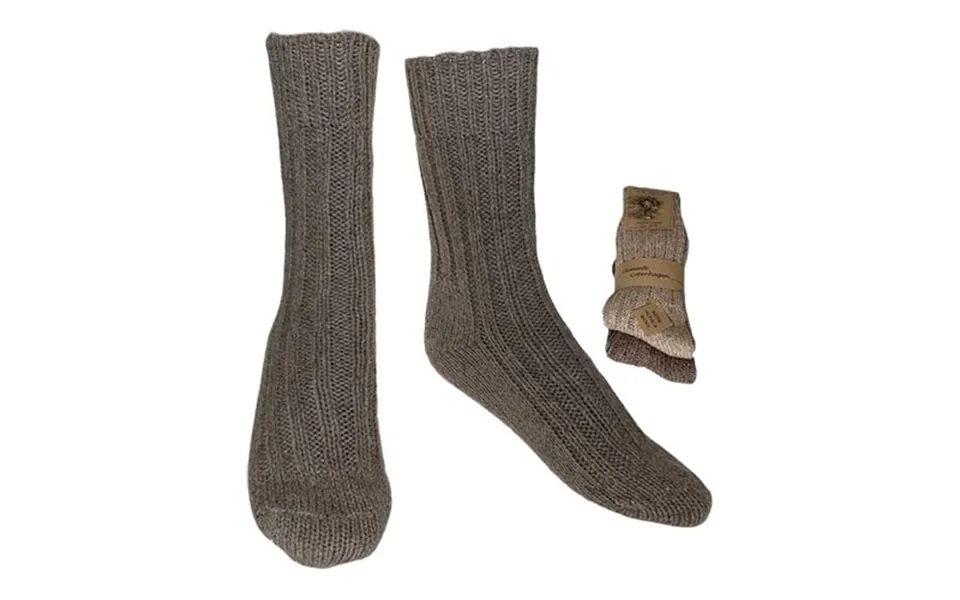 Strømper Brun & Beige Alpaka - Str. 43 46 2-par Strømper Tykke