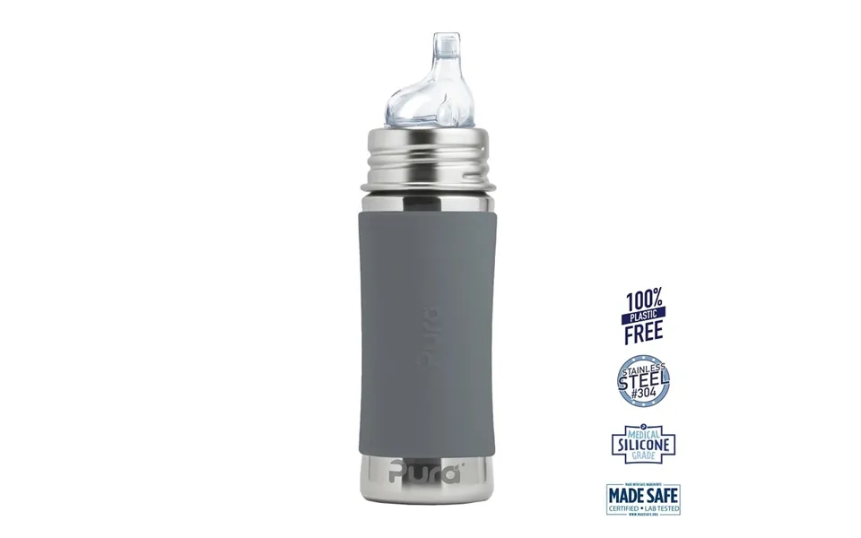 Pura - Sipper Spouts Baby Sutteflaske 6 Mdr. Grey 325ml