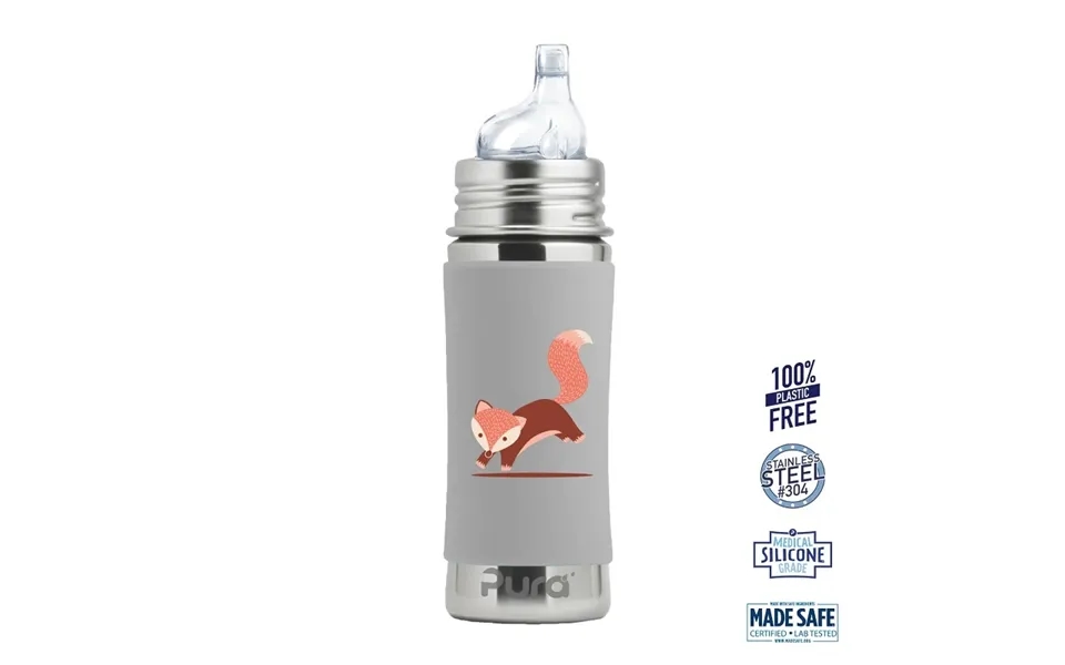 Pura - Sipper Spouts Baby Sutteflaske 6 Mdr. Grey Fox 325ml