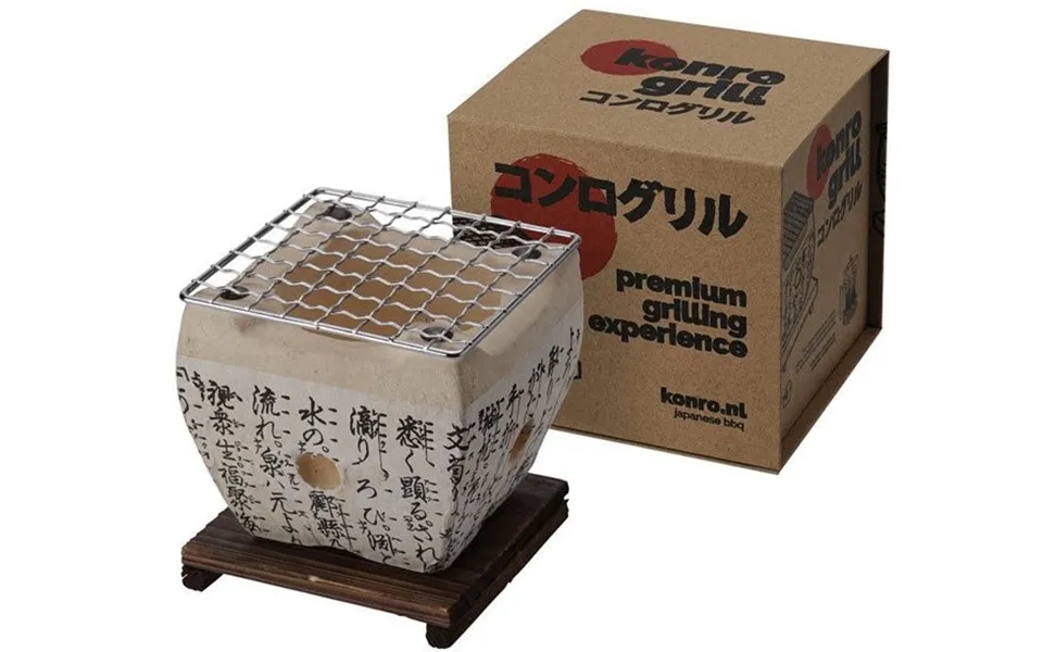 Konro Grill Net & Wooden Base 12x12x10cm St-07 - Wok, Grill Og Gasblus