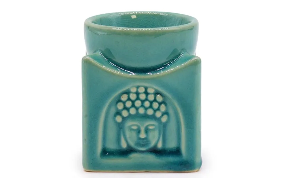 Square Buddha Oliebrænder Soft Turquoise Keramisk Aroma Brænder - Dekoration