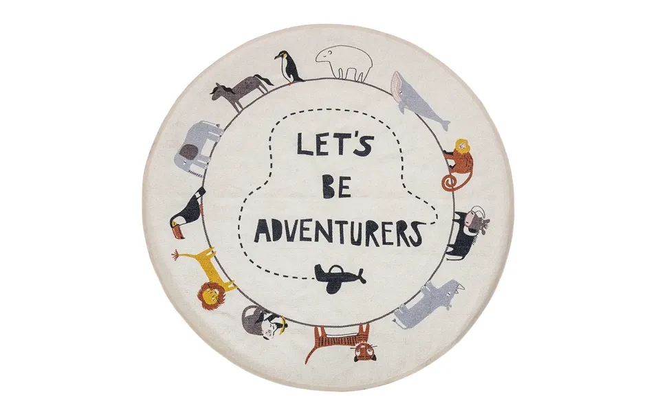 Gulvtæppe Med Dyr - Ø130 Cm.