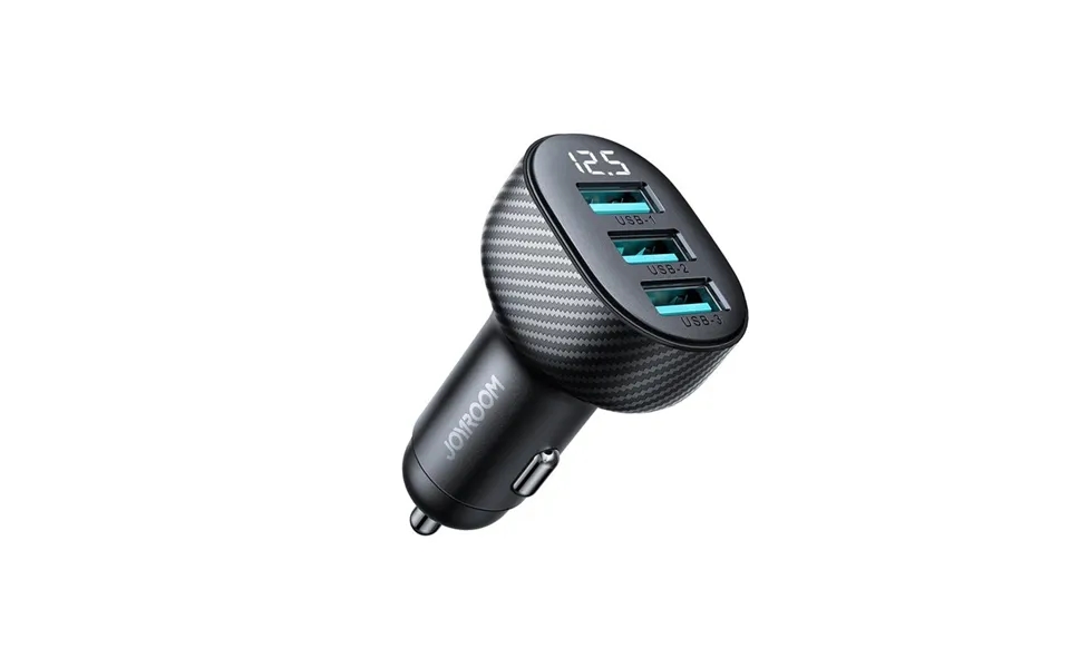 Joyroom Jr-ccd03 3.4a Car Charger With 3x Usb-a Display - Black