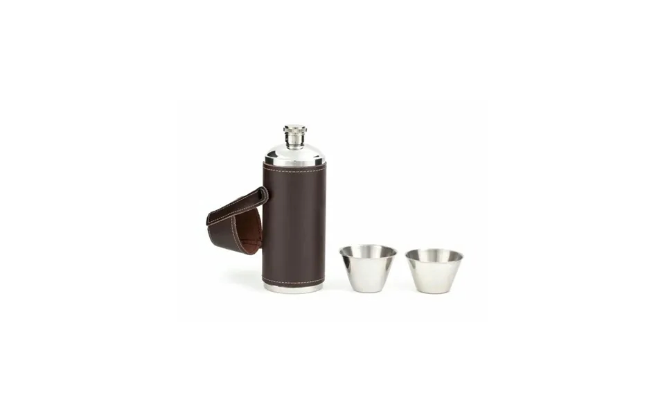 Kikkerland Camping Leather Flask Set