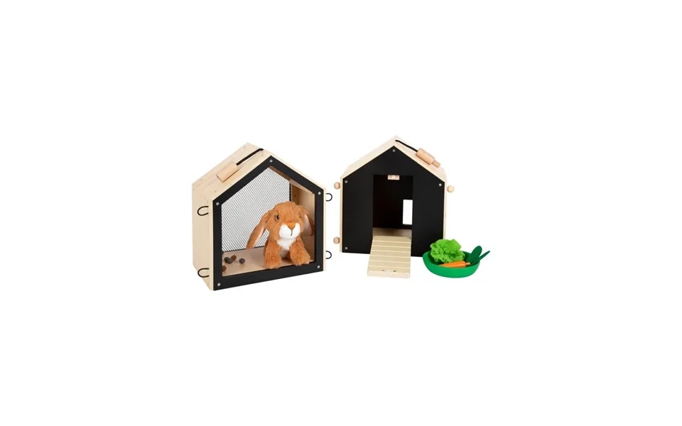 Small Foot - Wooden Rabbit Hutch With Rabbit Plush 15 Pcs.