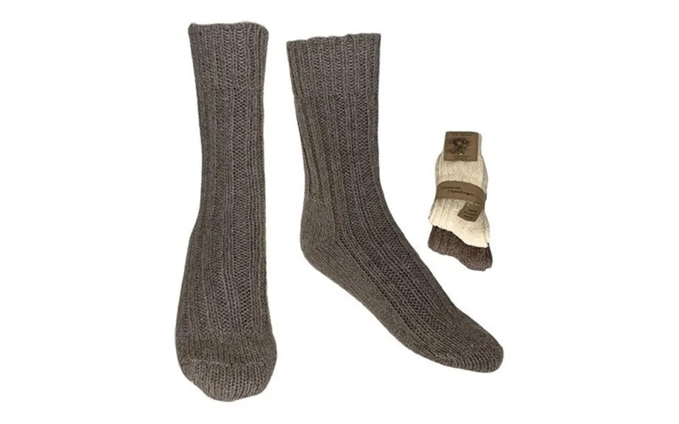 Clemente Strømper Hvid & Brun Str. 35 38 2-pak Alpaka Strømper Tykke
