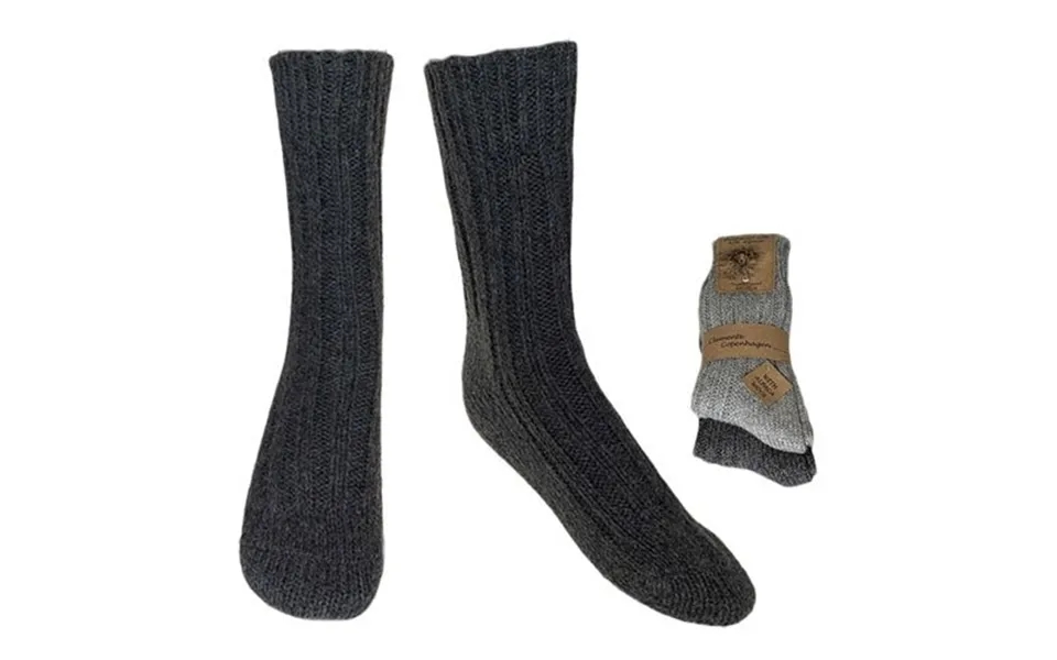 Clemente Strømper Koksgrå & Grå Str. 39 42 2-pak Alpaka Strømper Tykke