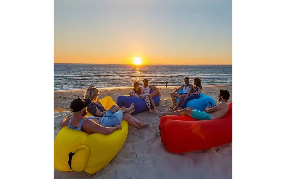 Air Bean Oppustelig Liggestol Liggesæk Til Strand, Have Eller Festival - Lyseblå