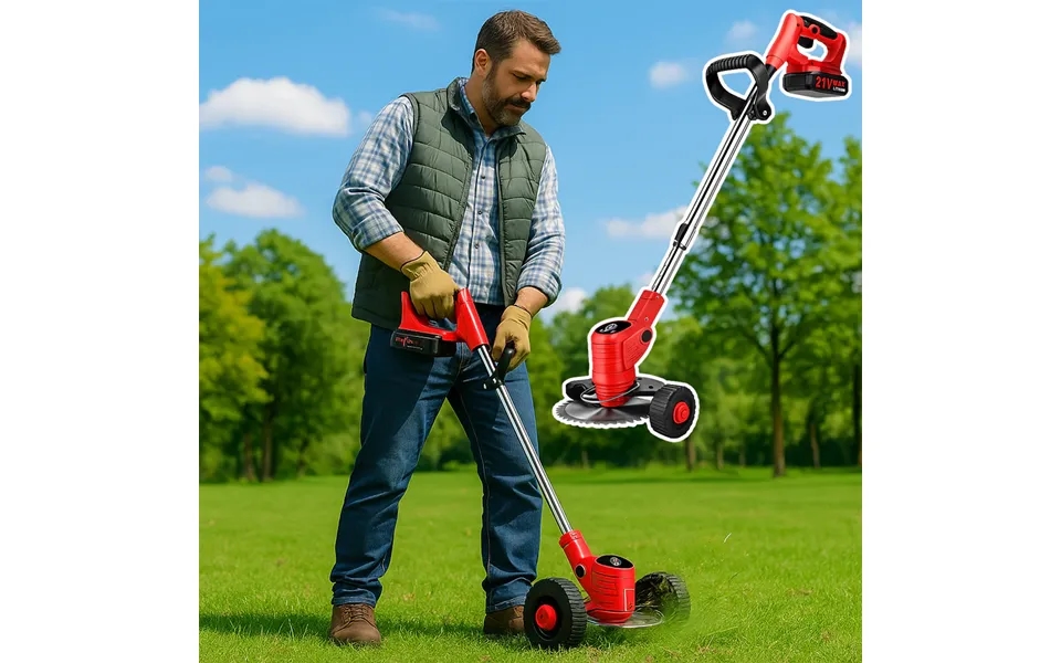 Græstrimmer & Kantklipper M Hjul Med Teleskopskaft & Batteri