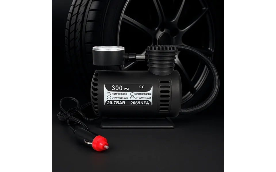 Kraftfuld 300 Psi 20,7 Bar 12 Volt Kompressor - Perfekt Til Bil, Cykel, Bold Mv