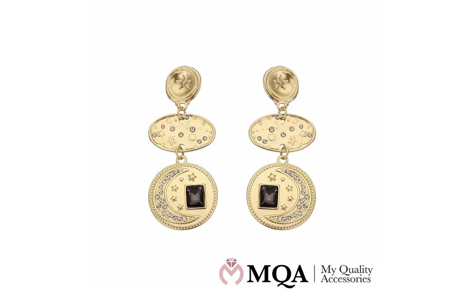 Øreringe Med Glitrende Sten Og Guldfarvet Stjerner